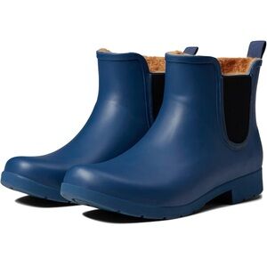 Chooka Fleece Lined Rain Boots Blue Chelsea Boot Waterproof Size 6